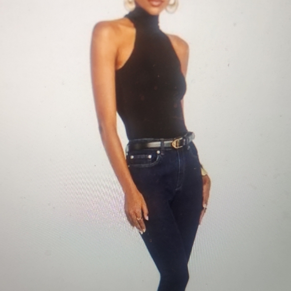 SANS FAFF Womens Black Bamboo High Neck Top Size L - Picture 2 of 7